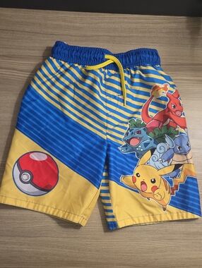 Pokemon Blue & Yellow Kids Swim Shorts with Pikachu and Friends